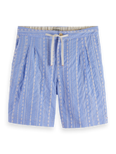 SCOTCH AND SODA Twilt-Striped Embroidered Bermuda Shorts at Gravity NYC